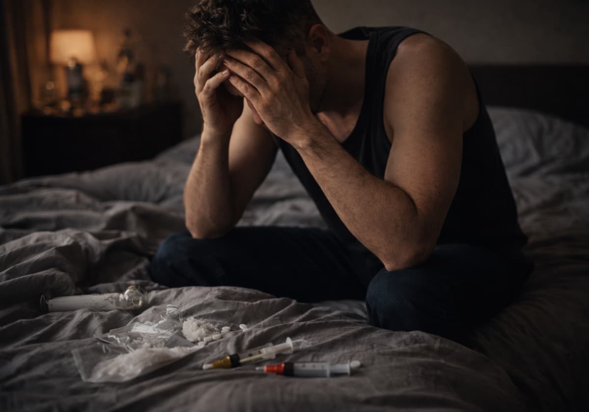 A gay man alone in a quiet interior, early morning light, sense of reflection